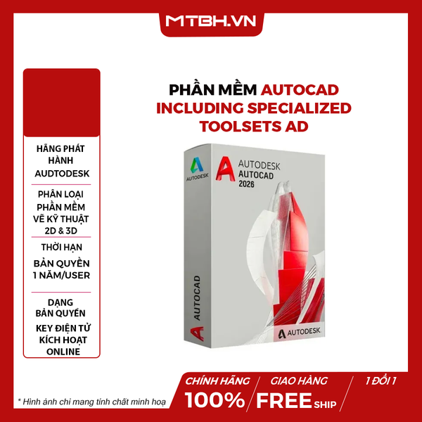 Phần mềm AutoCAD - including specialized toolsets AD Commercial New Single-user ELD Annual Subscription C1RK1-WW1762-L158N - 1 YEAR