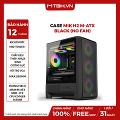 Case MIK H2 Gaming M-ATX/ITX Kính cường lực Black No Fan