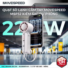 QUẠT SÒ LẠNH CẦM TAY MOVESPEED MSP32 KIÊM SẠC DỰ PHÒNG 22.5W 10.000mAh KÈM TypeC - Màu Hồng