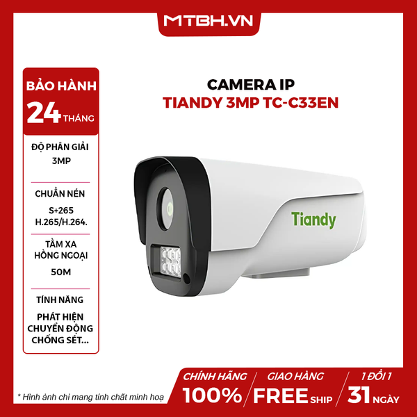 CAMERA IP TIANDY IP 3MP TC-C33EN Spec:I5W/E/Y/6mm/V5.1
