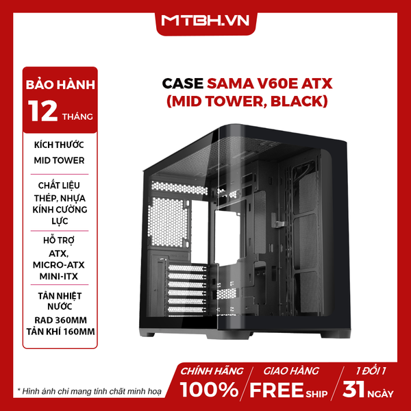 Case SAMA V60E ATX (Mid Tower, Black)