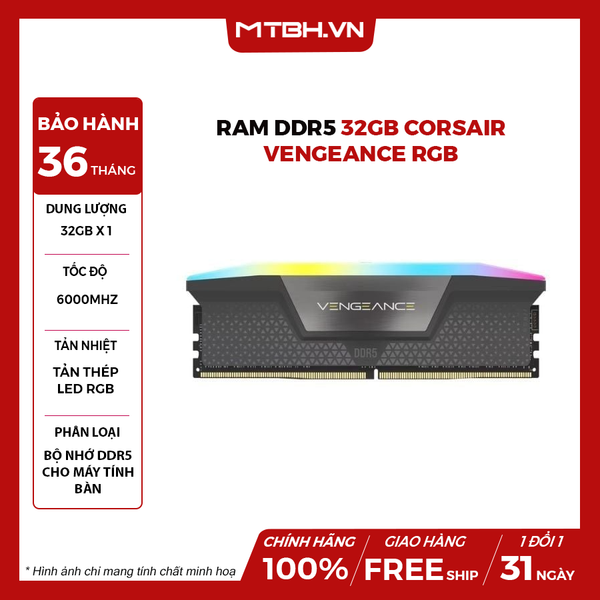 Ram DDR5 32GB Corsair Vengeance RGB (1x32GB) 6000MHz