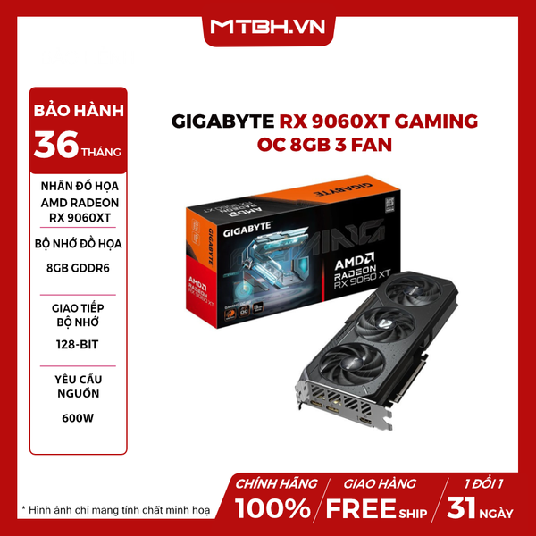 VGA Gigabyte RX 9060 XT Gaming OC 8GB 3 FAN