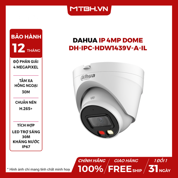 Camera DAHUA IP 4MP Dome DH-IPC-HDW1439V-A-IL