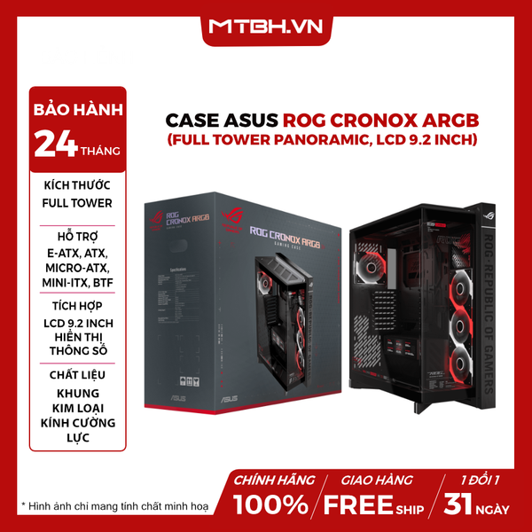 Case ASUS ROG Cronox ARGB (Full Tower Panoramic, Màn Hình LCD 9.2 Inch)