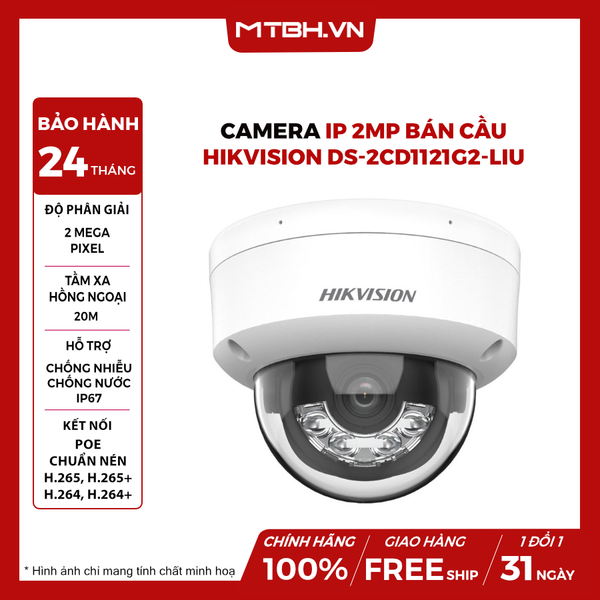 Camera IP 2MP bán cầu HIKVISION DS-2CD1121G2-LIU