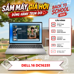 LAPTOP DELL 16 DC16251 Core 7 150U RAM 16GB SSD 1TB 16 inch FHD+ Touch Windows 11 Platinum Silver - NK