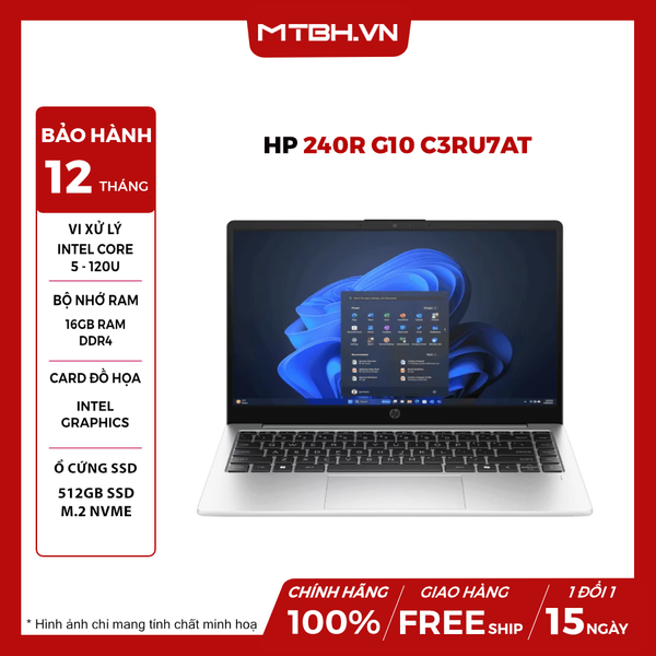 LAPTOP HP 240R G10 C3RU7AT Core 5 120U | 16GB RAM | 512GB SSD | 15,6