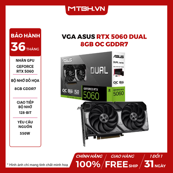 VGA ASUS RTX 5060 Dual 8GB OC GDDR7