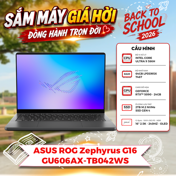 Laptop ASUS ROG Zephyrus G16 GU606AX-TB042WS Ultra 9 368H | RTX 5090 24GB | 64GB | 2TB | 16' 2.5K OLED 240Hz | Win 11