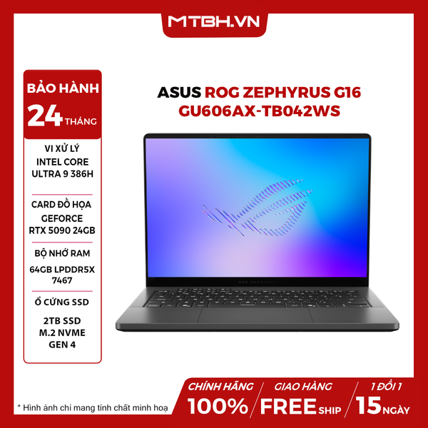 Laptop ASUS ROG Zephyrus G16 GU606AX-TB042WS Ultra 9 368H | RTX 5090 24GB | 64GB | 2TB | 16' 2.5K OLED 240Hz | Win 11