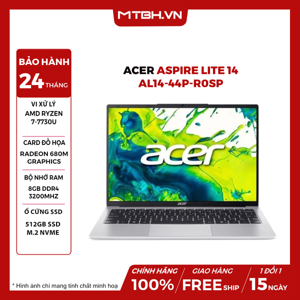 LAPTOP ACER ASPIRE LITE 14 AL14-44P-R0SP R7-7730U | 8GB RAM | 512GB SSD | 14.5 FHD+ | WIN11