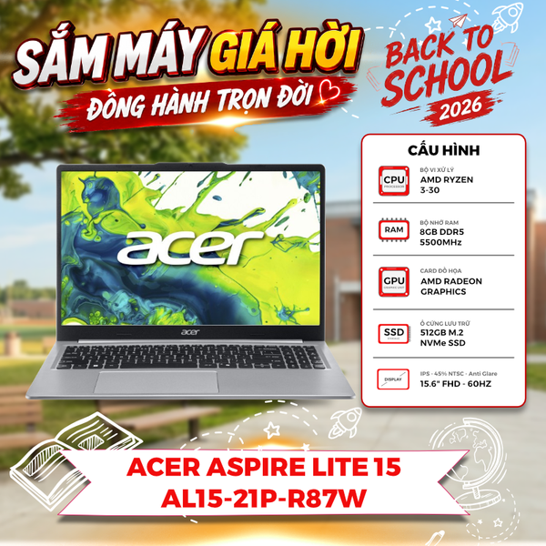 LAPTOP ACER ASPIRE LITE 15 AL15-21P-R87W Ryzen 3 30 | 8GB RAM | 512GB SSD | 15.6