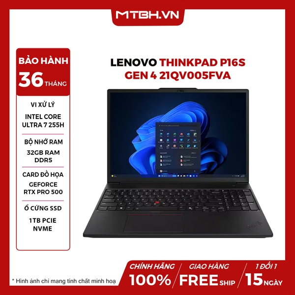 LAPTOP LENOVO THINKPAD P16s GEN 4 21QV005FVA Ultra 7 255H | RTX PRO 500 6GB | 32GB RAM | 1TB SSD | 16 inch WUXGA | No OS