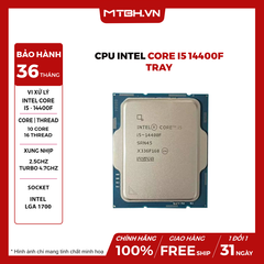 (S)CPU INTEL CORE I5 14400F (UP TO 4.7GHZ, 10 NHÂN 16 LUỒNG, 20MB CACHE, 65W) TRAY GEN 14