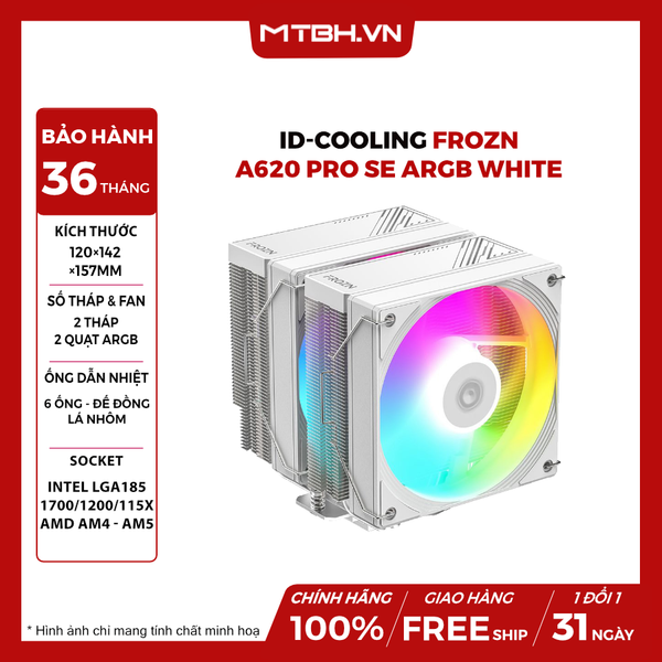BỘ TẢN NHIỆT KHÍ CPU ID-COOLING FROZN A620 PRO SE ARGB WHITE