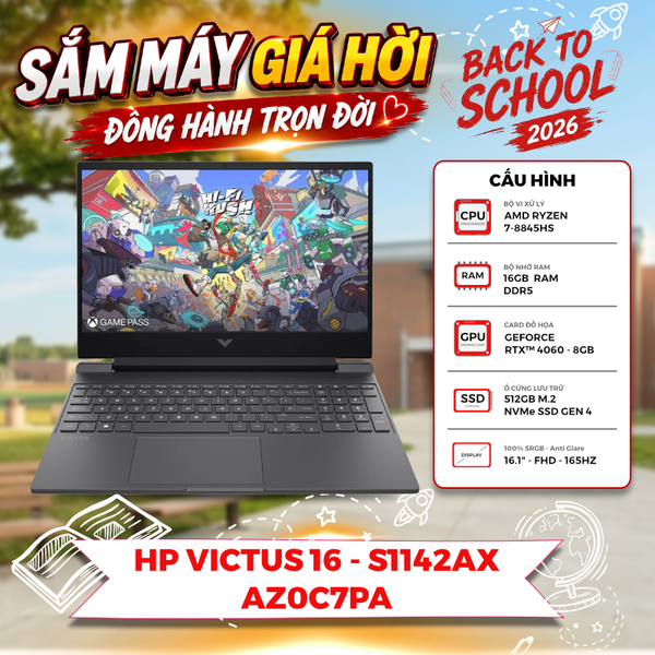 LAPTOP GAMING HP VICTUS 16-s1142AX AZ0C7PA RYZEN 7-8845HS | RTX 4060 8GB | 16GB RAM | 512GB SSD | 16.1' FHD 165Hz | Win 11