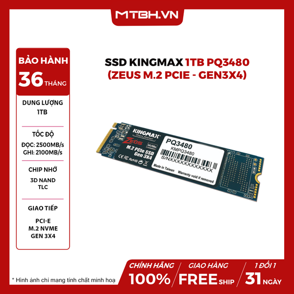 SSD KINGMAX 1TB PQ3480 (ZEUS M.2 PCIE - GEN3X4)