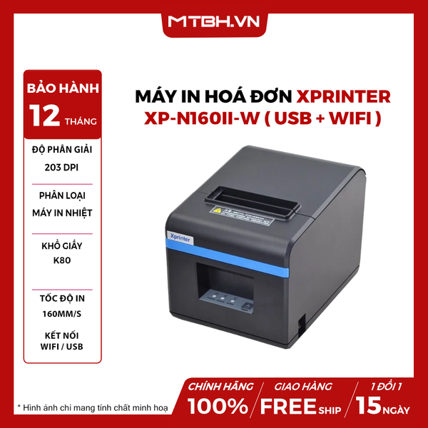 Máy in hoá đơn xprinter XP-N160II-W ( USB + WIFI )