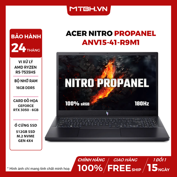 LAPTOP GAMING ACER NITRO PROPANEL ANV15-41-R9M1 R5-7535HS | RTX 3050 6GB | 16GB RAM | 512GB SSD | 15.6