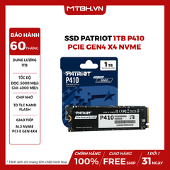SSD Patriot 1TB P410 PCIe Gen4 x4 NVMe (Đọc 5000Mb/s)