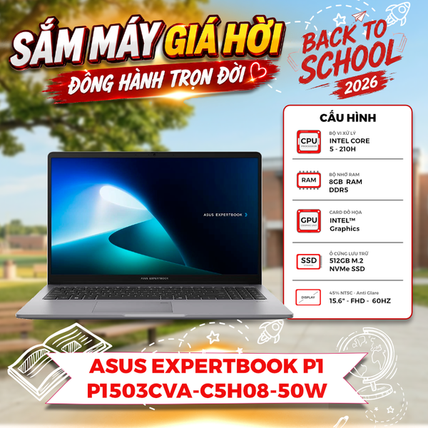 LAPTOP ASUS EXPERTBOOK P1 P1503CVA-C5H08-50W Core 5-210H | 8GB RAM | 512GB SSD | 15.6' FHD | Win 11