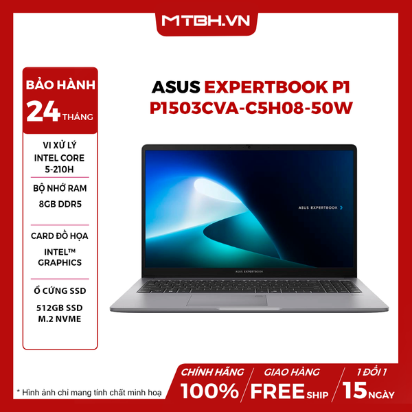 LAPTOP ASUS EXPERTBOOK P1 P1503CVA-C5H08-50W Core 5-210H | 8GB RAM | 512GB SSD | 15.6' FHD | Win 11
