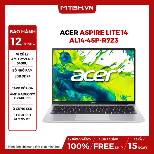 LAPTOP ACER ASPIRE LITE 14 AL14-45P-R7Z3 RYZEN 3 5400U | 8GB RAM | 512GB SSD | 14