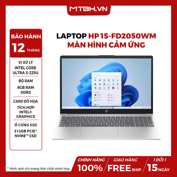 LAPTOP HP 15-FD2050WM CORE ULTRA 5-225U | 8GB RAM | 512GB SSD | 15.6