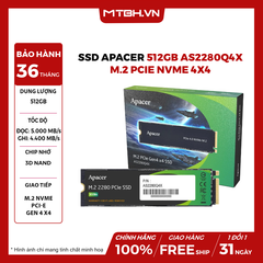 SSD Apacer 512GB AS2280Q4X M.2 PCIe NVMe 4x4 (Đọc 4400MB/S)
