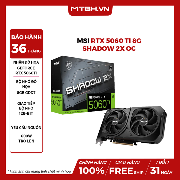 VGA MSI RTX 5060 Ti 8G SHADOW 2X OC