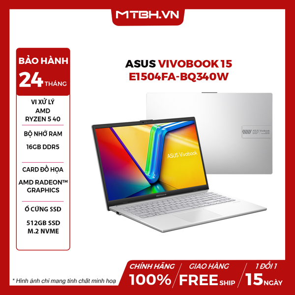 LAPTOP ASUS VIVOBOOK 15 E1504FA-BQ340W Ryzen 5 40 | 16GB RAM | 512GB SSD | AMD Radeon | 15.6
