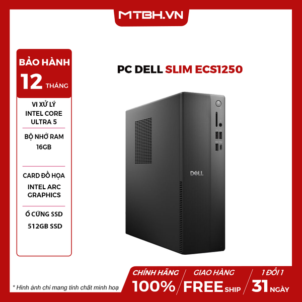 PC DELL SLIM ECS1250/ ULTRA 5-225/ 16GB/ 512GB SSD/ INTEL UHD GRAPHICS/ AX+BT/ KB/ M/ MCAFEE LS/ WIN 11 HOME - 01Y