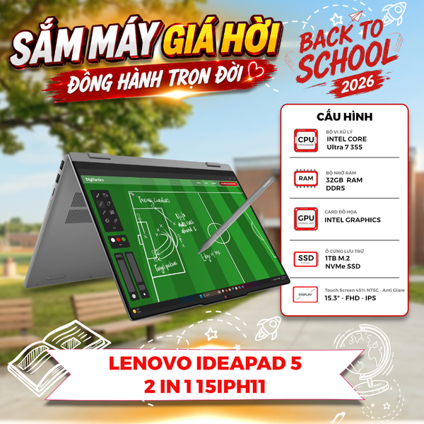 Laptop Lenovo IdeaPad 5 2 in 1 15IPH11 Core Ultra 7 355 RAM 32GB SSD 1TB 15.3 inch FHD+ Touch Windows 11 - NK