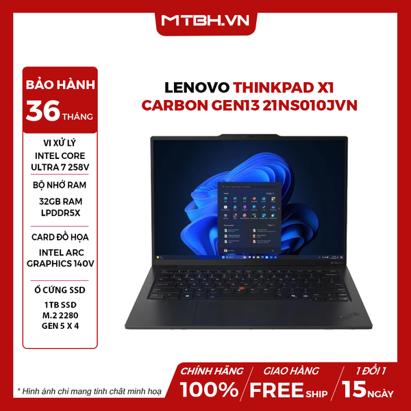 LAPTOP LENOVO THINKPAD X1 CARBON GEN13 21NS010JVN Ultra 7 258V | 32GB RAM | 1TB SSD | 14