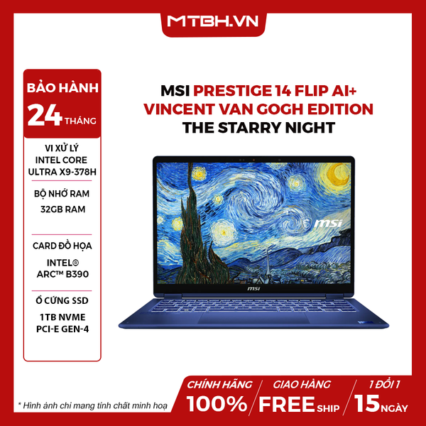 Laptop Msi Prestige 14 Flip AI+ Vincent van Gogh Edition 14T235-259VN Ultra X9-378H | 32GB RAM | 1TB SSD | 14