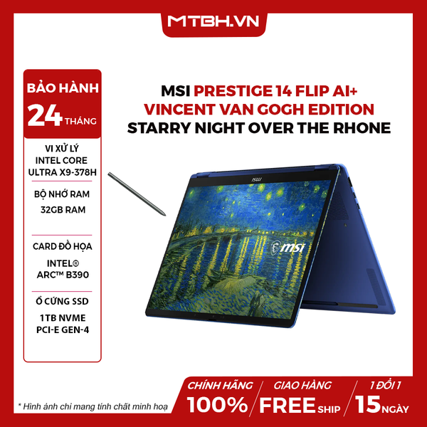 Laptop Msi Prestige 14 Flip AI+ Vincent van Gogh Edition 14T234-260VN Ultra X9-378H | 32GB RAM | 1TB SSD | 14