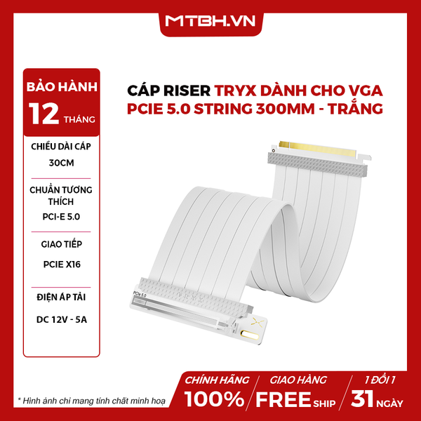 Cáp Riser TRYX Dành Cho Vga Pcie 5.0 String 300mm - Trắng