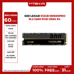 SSD LEXAR 512GB NM800PRO M.2 2280 PCIe Gen4 x4 (Đọc 7500MB/s )