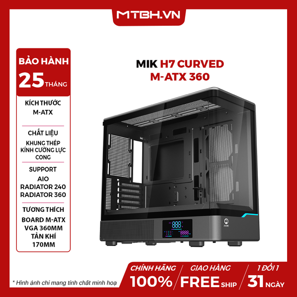 Case MIK H7 CURVED 360 M-ATX 360 Black
