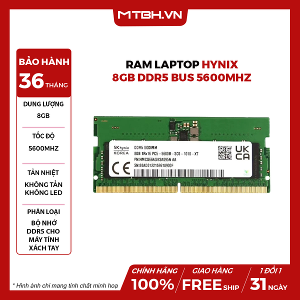 Ram Laptop Hynix 8GB DDR5 BUS 5600MHz