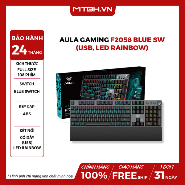 Bàn Phím Cơ AULA Gaming F2058 Blue Sw (USB, LED Rainbow)