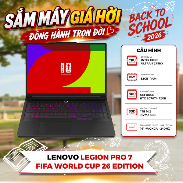 LAPTOP LENOVO LEGION PRO 7 FIFA WORLD CUP 26 Edition 16IAX10H 83F500JGVN Ultra 9 275HX | RTX 5070 Ti | 32GB RAM | 1TB SSD | 16