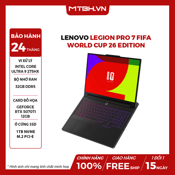 LAPTOP LENOVO LEGION PRO 7 FIFA WORLD CUP 26 Edition 16IAX10H 83F500JGVN Ultra 9 275HX | RTX 5070 Ti | 32GB RAM | 1TB SSD | 16