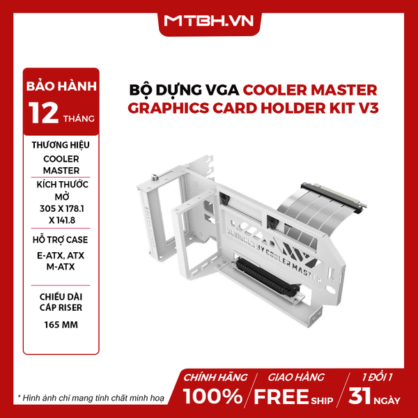 Bộ dựng VGA Cooler Master Universal Vertical Graphics Card Holder Kit V3 (PCIe 5.0) - TRẮNG