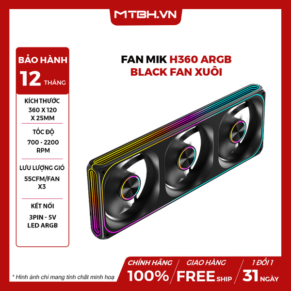 FAN MIK H360 ARGB BLACK FAN Xuôi