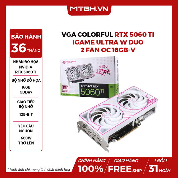 VGA Colorful RTX 5060 Ti iGame Ultra W Duo 2 FAN OC 16GB-V
