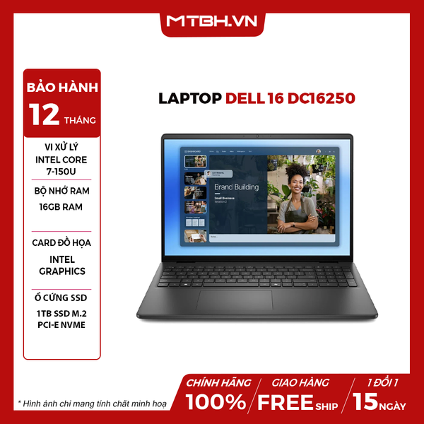 Laptop Dell 16 DC16250 Core 7 150U | 16GB RAM | 1TB SSD | 16