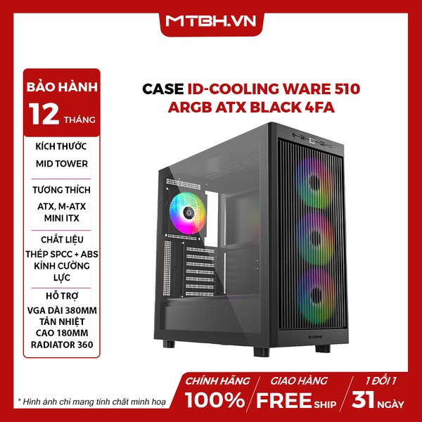 CASE ID-COOLING WARE 510 ARGB ATX BLACK 4FA