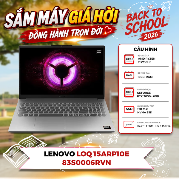 LAPTOP GAMING LENOVO LOQ 15ARP10E 83S0006RVN Ryzen 7-7735HS | RTX 3050 6GB | 16GB RAM | 1TB SSD | 15.6